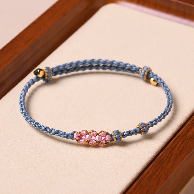 Buddha Stones Handmade Peach Blossom Protection Braided Rope Bracelet Bracelet BS 15