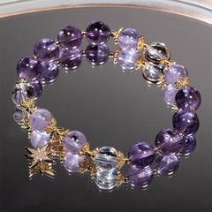 Buddha Stones Natural Amethyst Inner Peace Healing Star Charm Bracelet Bracelet BS Amethyst(Inner Peace♥Healing)(Wrist Circumference 14-15cm)