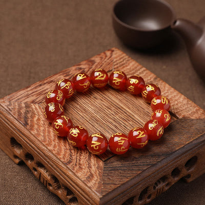 Buddha Stones Tibet White Crystal Black Onyx Om Mani Padme Hum Meditation Bracelet Bracelet BS 26
