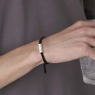 Foviel 925 Sterling Silber Buchstabe Gravieren Segnung String Armband