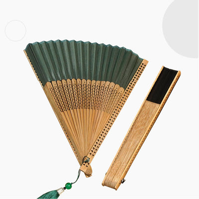 Buddha Stones Vintage Handheld Folding Fan With Bamboo Frames Folding Fan BS 9