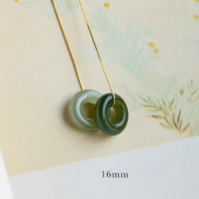 Buddha Stones Natural Round Jade Peace Buckle Luck Abundance Necklace Pendant Necklaces & Pendants BS Jade&Cyan Jade 16mm