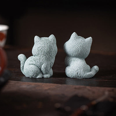 Buddha Stones Small Cat Home Tea Pet Figurine Desk Decoration Decorations BS 11