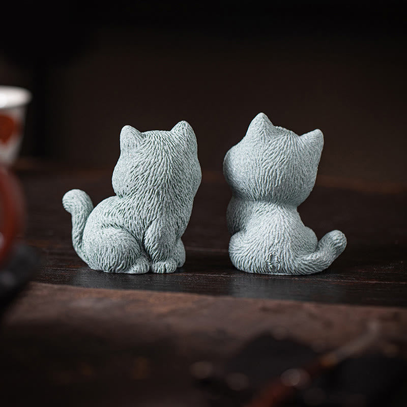 Buddha Stones Small Cat Home Tea Pet Figurine Desk Decoration Decorations BS 11