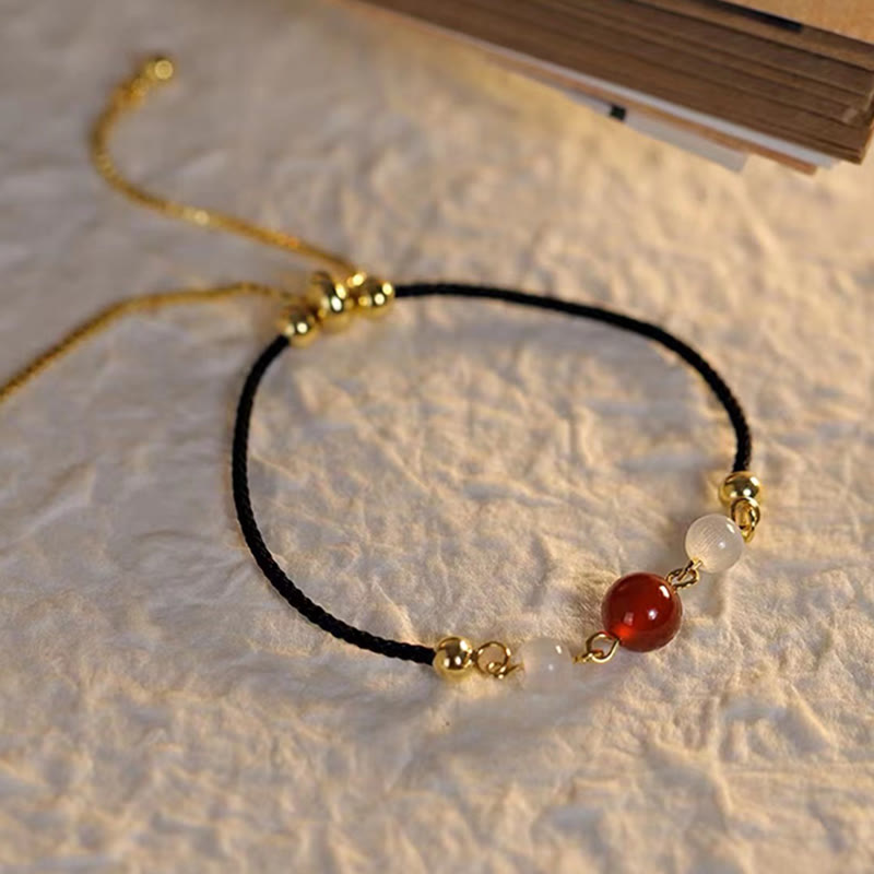 Buddha Stones Red Agate Cat Eye Braided String Confidence Bracelet Bracelet BS 6