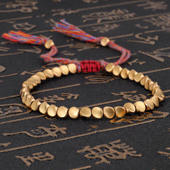 Buddha Stones Tibetan Copper Beads Healing Luck Bracelet Bracelet BS Shiny