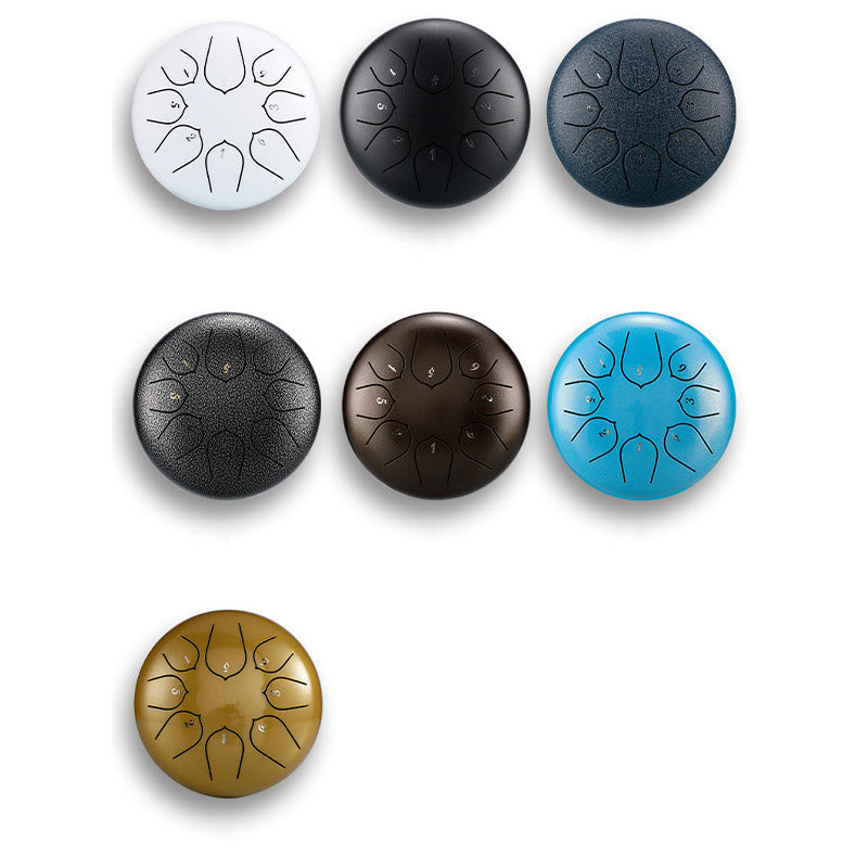 Buddha Stones Steel Tongue Drum Sound Healing Meditation Lotus Pattern Drum Kit 8 Note 6 Inch Percussion Instrument Tongue Drum BS 22