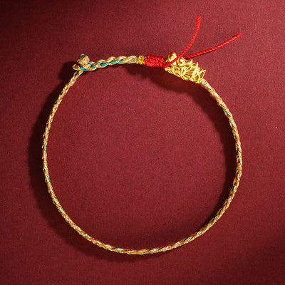 Buddha Stones Year of the Dragon Handmade Colorful Dragon Carved Success Braided Bracelet - 19cm - image 0