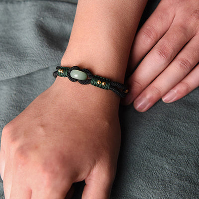 Buddha Stones Tibetan Jade Lucky Black Rope Couple Bracelet Bracelet BS 4