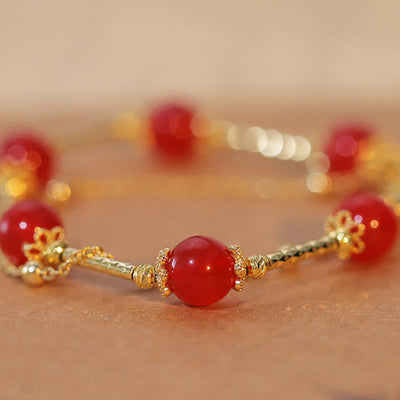 Buddha Stones Red Agate Fu Character Charm Self-acceptance Bracelet Bracelet BS 4