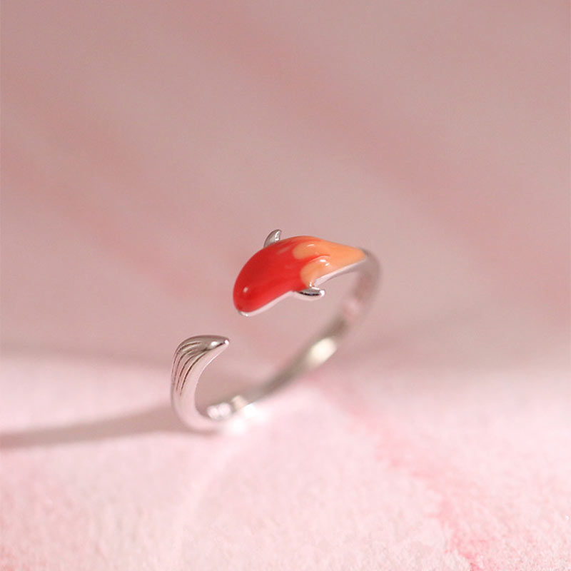 Buddha Stones Koi Fish Copper Balance Luck Adjustable Ring Rings BS 12