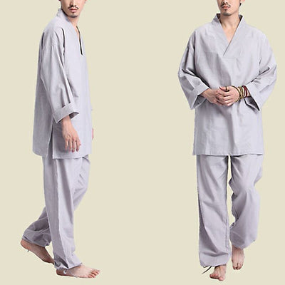 Buddha Stones Meditation Prayer V-neck Design Cotton Linen Spiritual Zen Practice Yoga Clothing Men's Set - image 13