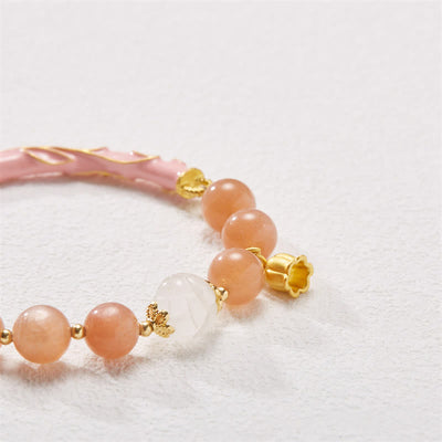 Buddha Stones Sun Stone Golden Silk Jade Lily of the Valley Charm Positive Bracelet Bangle Bracelet Bangle BS 5