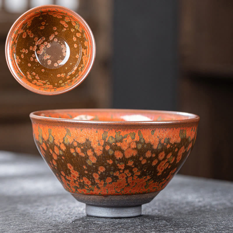 Buddha Stones Blooming Flowers Pattern Chinese Jianzhan Kiln Change Ceramic Teacup Kung Fu Tea Cup Bowl Jian Zhan Tea Cup BS 1