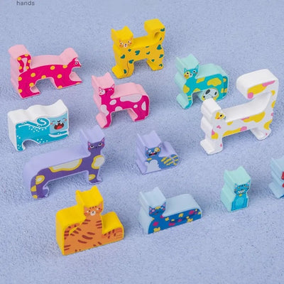 Fidtoy Cat Shape Creative Mind Pattern Puzzle for Kids | 12-Piece Logic Matching Game, 34 Pattern Cards, Visual Thinking, Short-Term Memory & Family Brain Game Age 6+