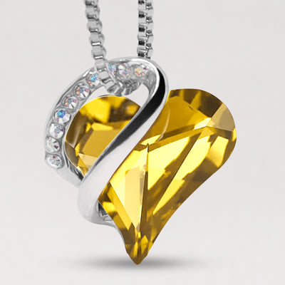 Buddha Stones Love Heart Birthstone Healing Energy Necklace Pendant Necklaces & Pendants BS 11a-November-Amber Brown