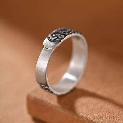 Buddha Stones Vintage Auspicious Clouds Pattern Luck Ring Ring BS 3