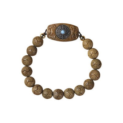 Buddha Stones Green Sandalwood Ebony Wood Sandalwood Om Mani Padme Hum Soothing Bracelet Bracelet BS 7