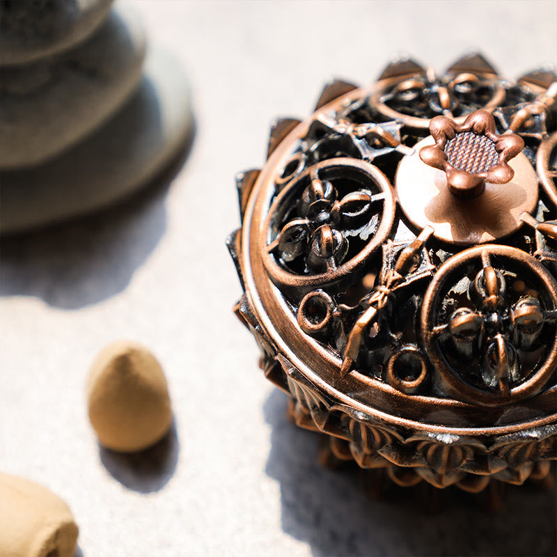 Buddha Stones Tibetan Lotus Shaped Purify Incense Burner Incense Burner BS 4