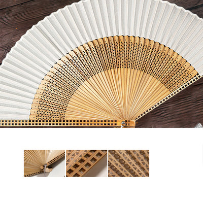 Buddha Stones Vintage Handheld Folding Fan With Bamboo Frames Folding Fan BS 20