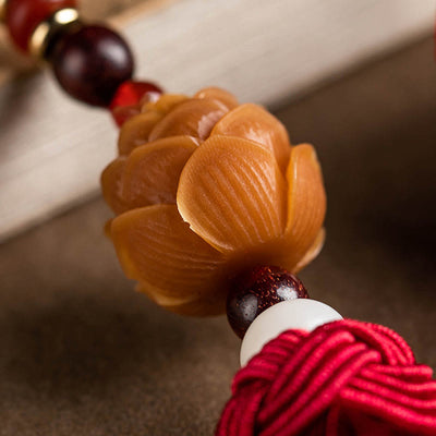 Foviel Tibetan Small Leaf Red Sandalwood Lotus Cinnabar Sachet Protection Tassel Car Hanging Decoration