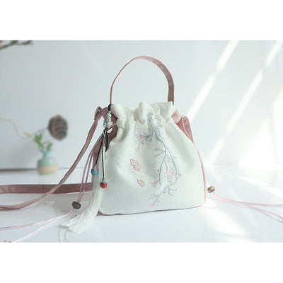 Buddha Stones Handmade Embroidered Flowers Canvas Tote Shoulder Bag Handbag Bag BS 26