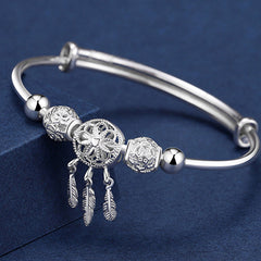Buddha Stones Tibetan White Copper Blessing Dream Catcher Charm Bracelet Bracelet BS Copper