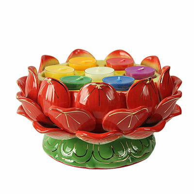 Buddha Stones Meditation Prayer Altar Lotus Flower Candle Holder Buddhist Temple Rituals Use Items Prayer Altar BS 8