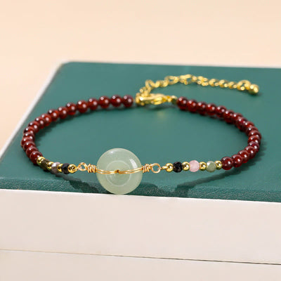 Buddha Stones Natural Garnet Peace Buckle Bead Calm Bracelet Bracelet BS 2