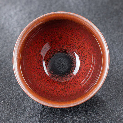 Buddha Stones Vintage Red Brown Chinese Jianzhan Porcelain Teacup Kung Fu Tea Cup Jian Zhan Tea Cup BS 12.6cm*7.4cm*310ml