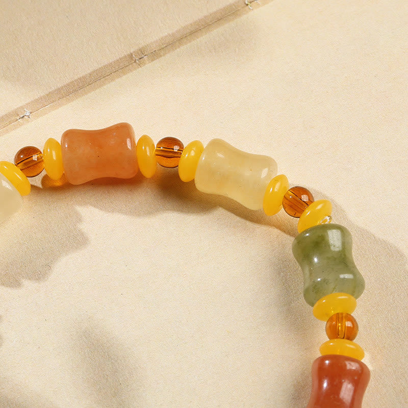 Buddha Stones Natural Golden Silk Jade Gourd Wealth Charm Bracelet Bracelet BS 2