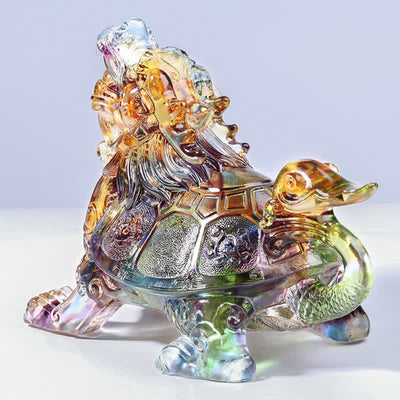 Buddha Stones Feng Shui Dragon Turtle Handmade Liuli Crystal Art Piece Home Office Decoration Decorations BS 8
