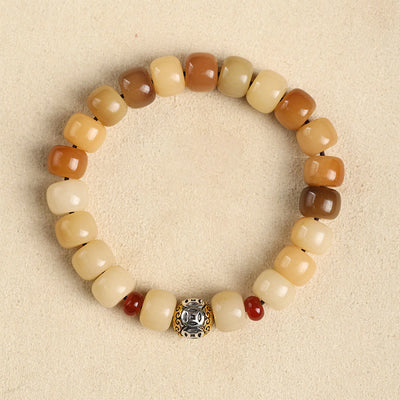 Buddha Stones Natural Bodhi Seed The Lord of the Corpse Forest Om Mani Padme Hum Wisdom Bracelet Bracelet BS Bodhi Seed&Copper Coin