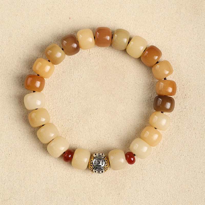 Buddha Stones Natural Bodhi Seed The Lord of the Corpse Forest Om Mani Padme Hum Wisdom Bracelet Bracelet BS Bodhi Seed&Copper Coin