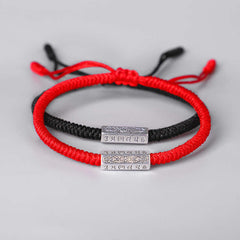 Buddha Stones Om Mani Padme Hum Luck Protection Red String Bracelet Bracelet BS main