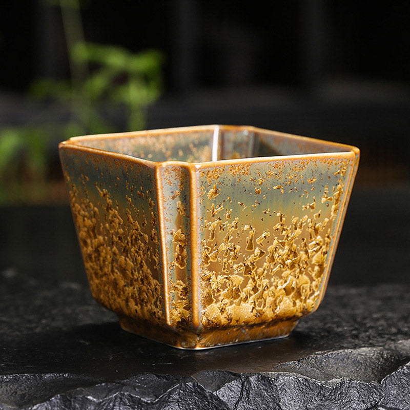 Buddha Stones Colorful Brown Ceramic Teacup Kung Fu Tea Cup Bowl Cup BS 7.4cm*5.7cm*150ml Without Gift Box