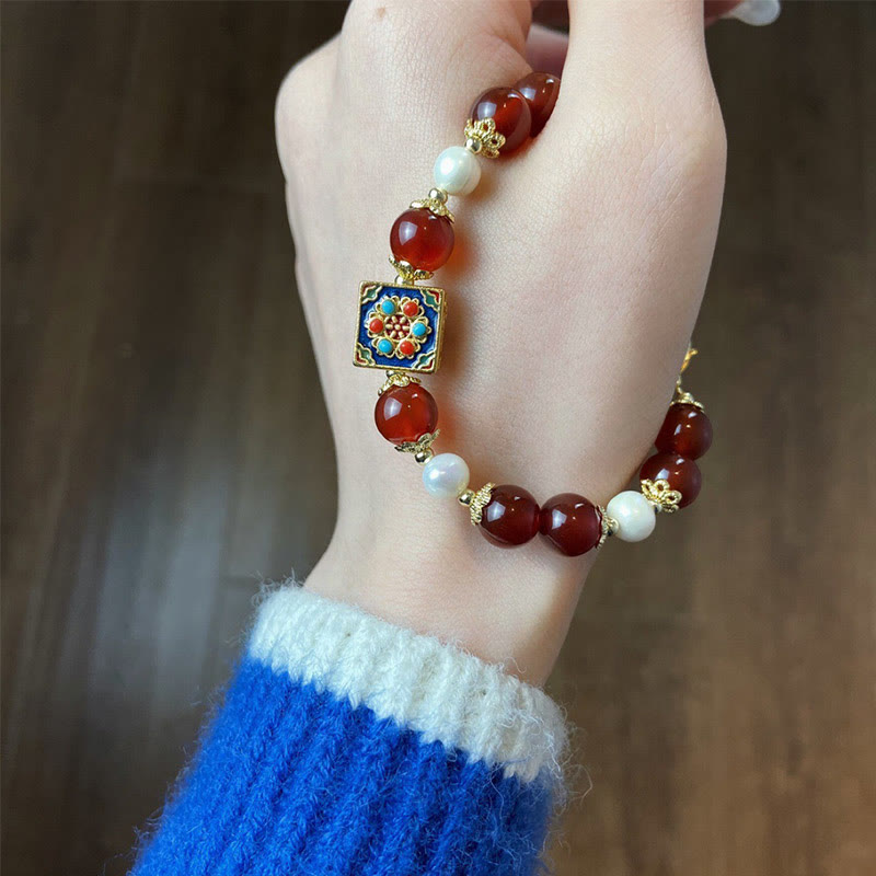 Buddha Stones Red Agate Pearl Confidence Self-acceptance Bracelet Bracelet BS 11