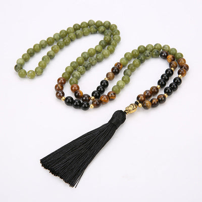 Buddha Stones Tibetan Green Jasper Protection Mala Bracelet Mala Bracelet BS 1
