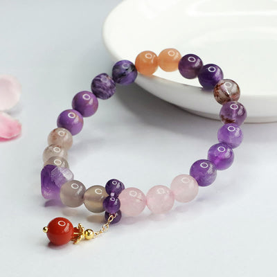 Buddha Stones Natural Amethyst Crystal Inner Peace Healing Bead Charm Bracelet Bracelet BS 3