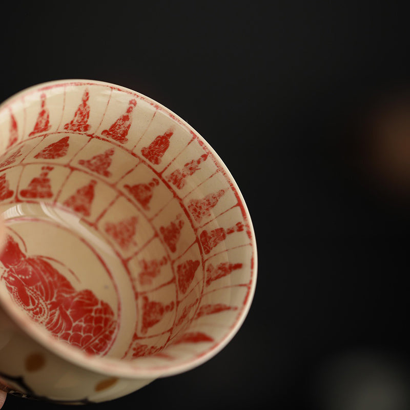 Buddha Stones Dunhuang Color Thousand Buddhas Teacup Kung Fu Tea Cup 100ml Cup BS 3