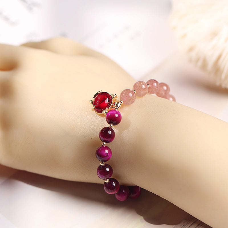 Foviel Natural Strawberry Quartz Pixiu Love Bracelet