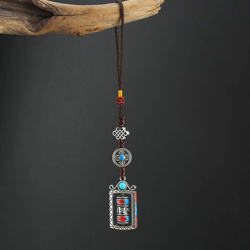Buddha Stones Six True Words Prayer Wheel Rotation Knot Blessing Keychain Decoration Decorations BS 2