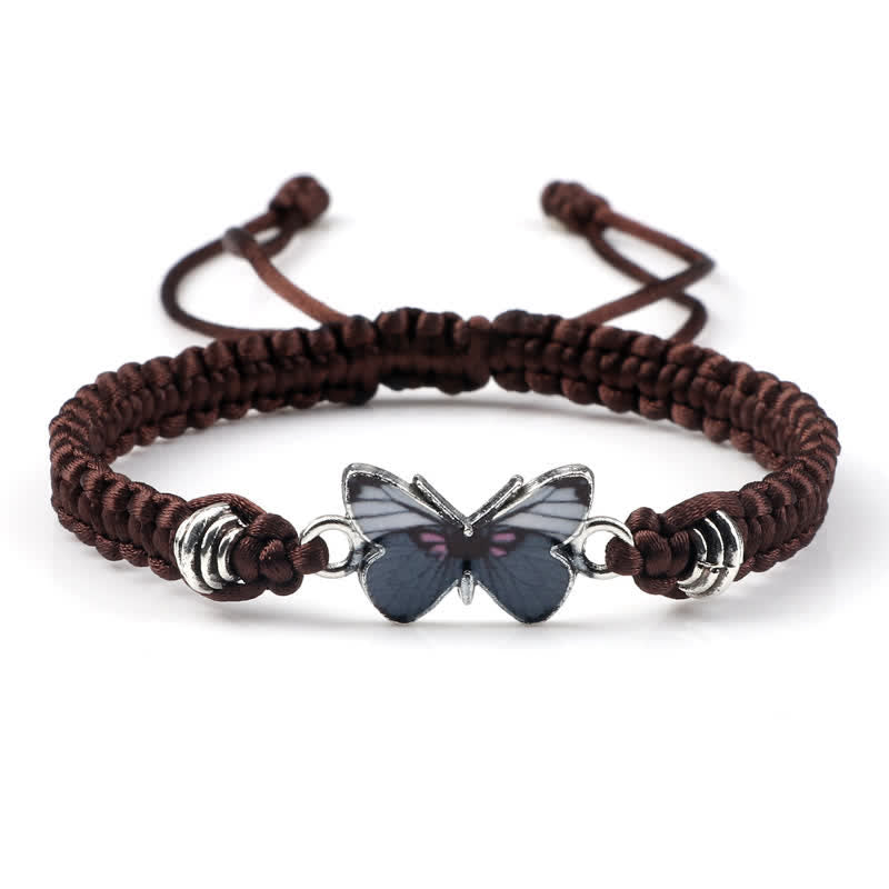 Buddha Stones Butterfly Freedom Love String Charm Bracelet Bracelet BS Brown-Gray Butterfly