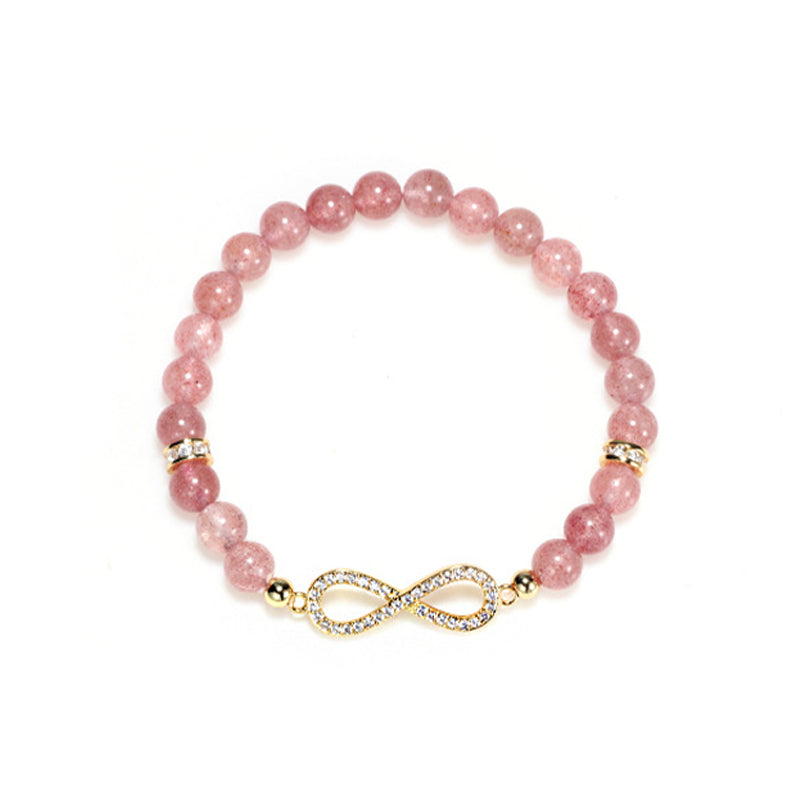 Bracelet de guérison et de positivité en quartz fraise naturel Foviel