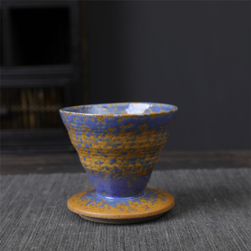 Buddha Stones Vintage Design Ceramic Coffee Mug Tea Espresso Coffee Cup 150ml Coffee Mug BS Blue Yellow 9cm*9cm*8cm*150ml