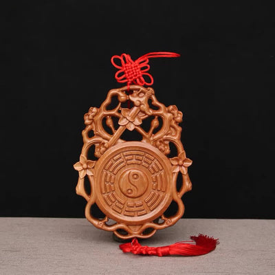Buddha Stones Feng Shui Bagua Map Peach Wood Chinese Knotting Balance Energy Map Bagua Map BS 18*13.6cm