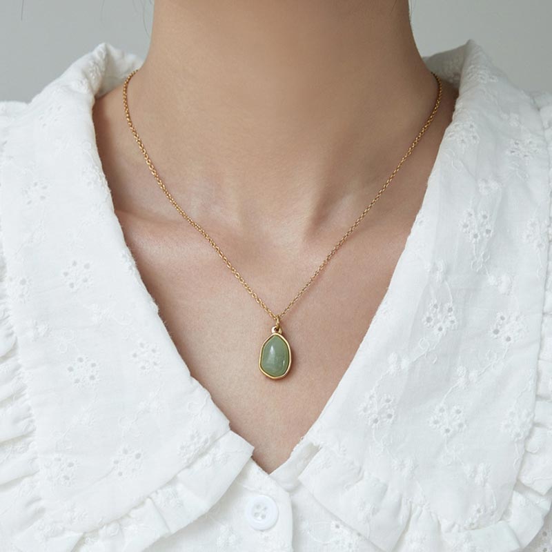 Foviel Natural Green Aventurine Amethyst Rose Quartz Blessing Necklace Pendant