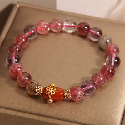 Buddha Stones Natural Super Seven Crystal Red Agate Positivity Bracelet Bracelet BS 2