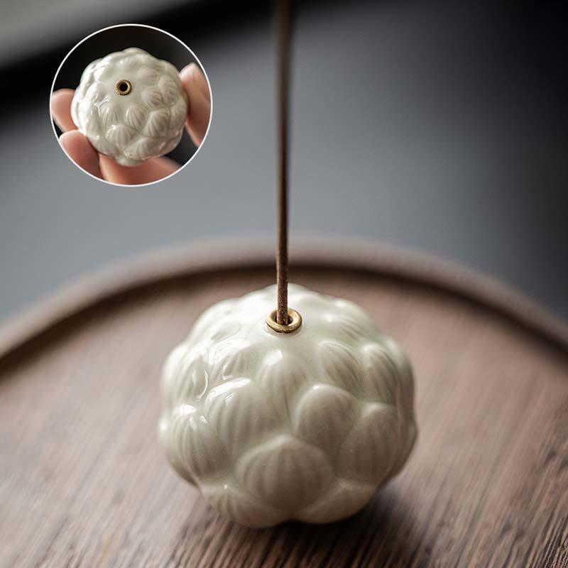 Buddha Stones Mini Lotus Flower Meditation Ceramic Stick Small Incense Burner Decoration Incense Burner BS 9