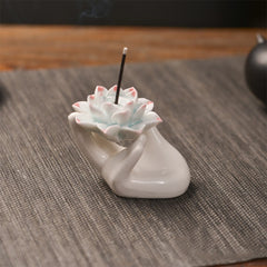 Buddha Stones Small Ceramic Lotus Hand Healing Meditation Incense Burner Decoration Incense Burner BS Lotus Hand